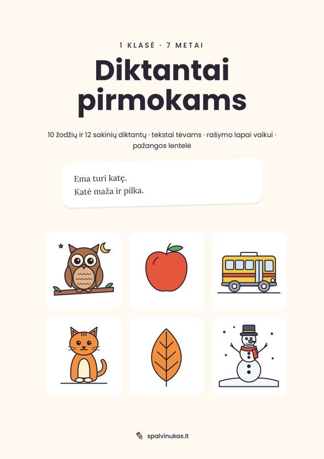 Diktantai pirmokams – puslapio peržiūra
