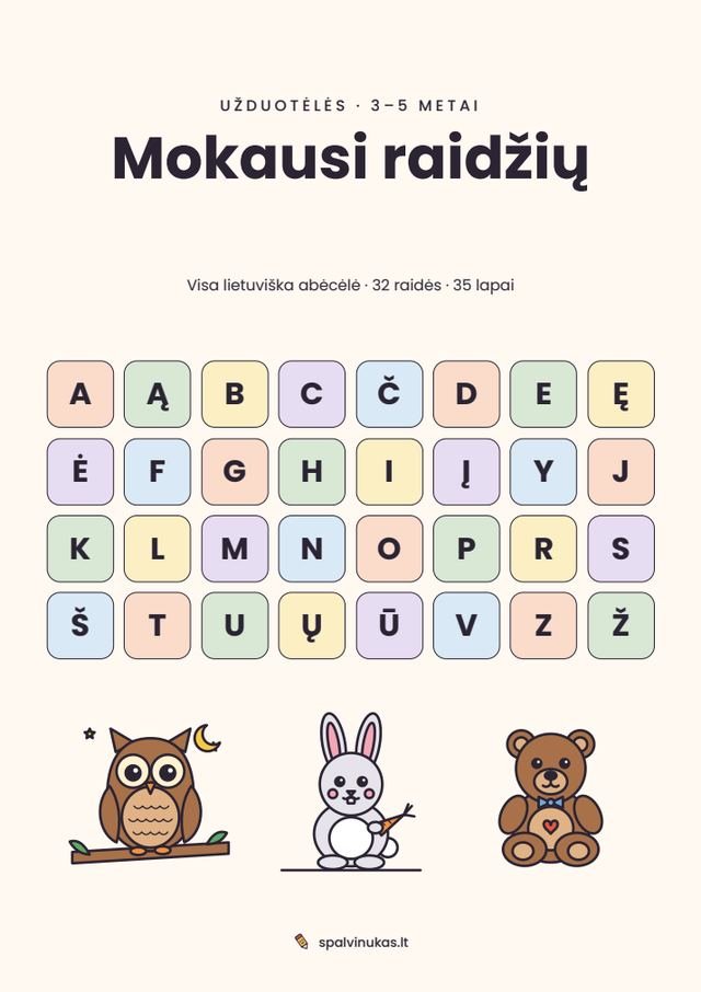 Mokausi raidžių – puslapio peržiūra