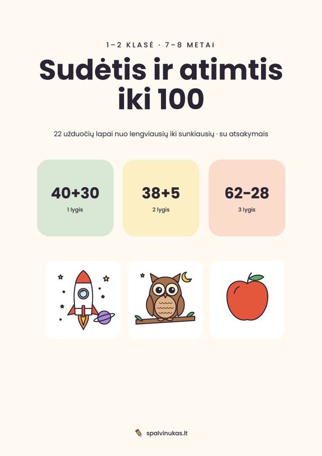 Sudėtis ir atimtis iki 100 – puslapio peržiūra