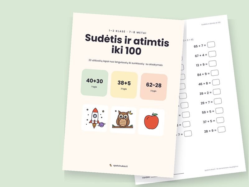 Sudėtis ir atimtis iki 100 – peržiūra